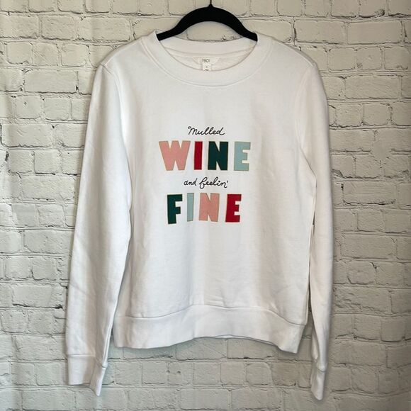 1901 White Crew Neck Sweatshirt size medium Mulled Wine and feelin Fine - Picture 1 of 5